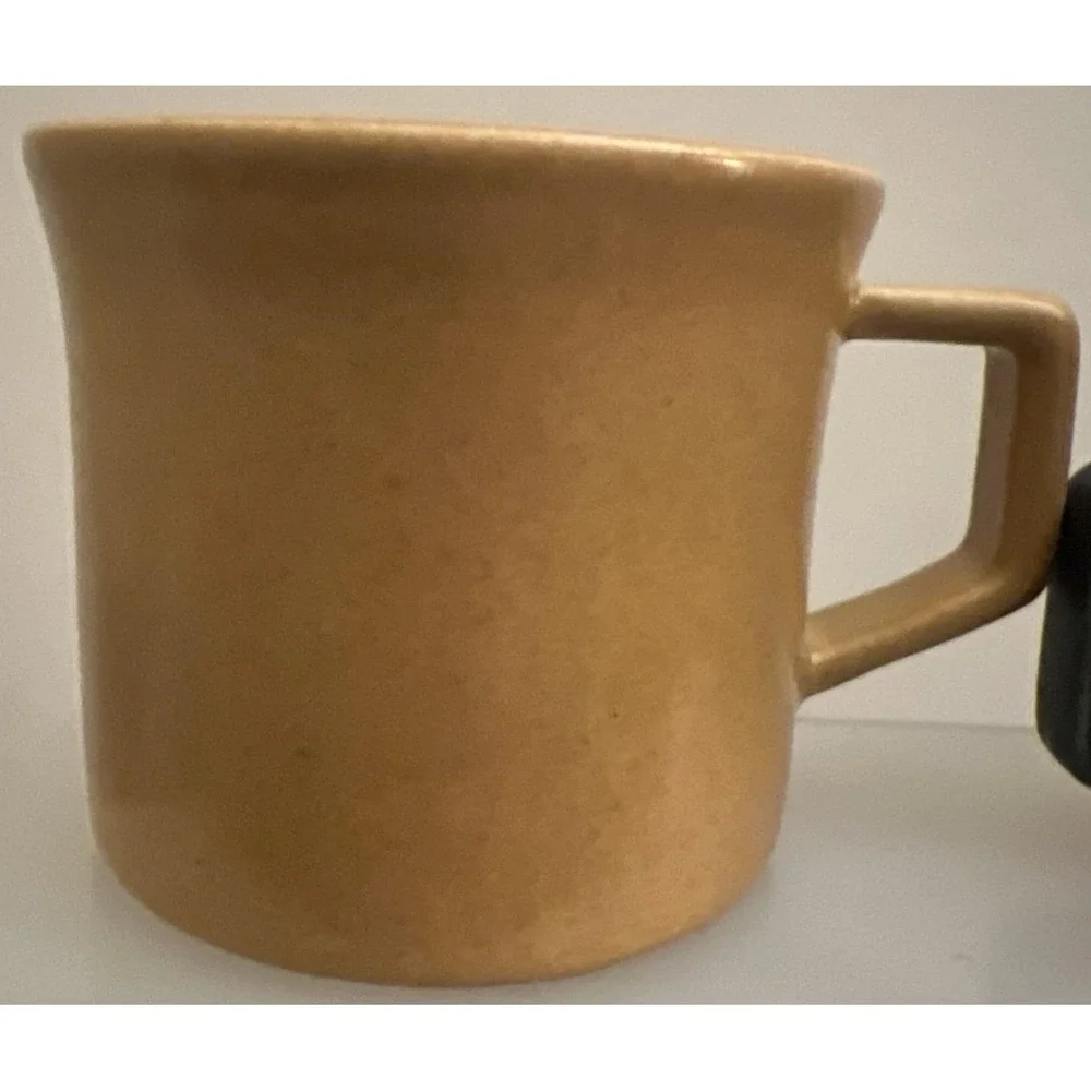 Vintage MCM LAUFFER GOVANCROFT Scotland Stoneware Coffee Cups Gold‎ & Dark Teal